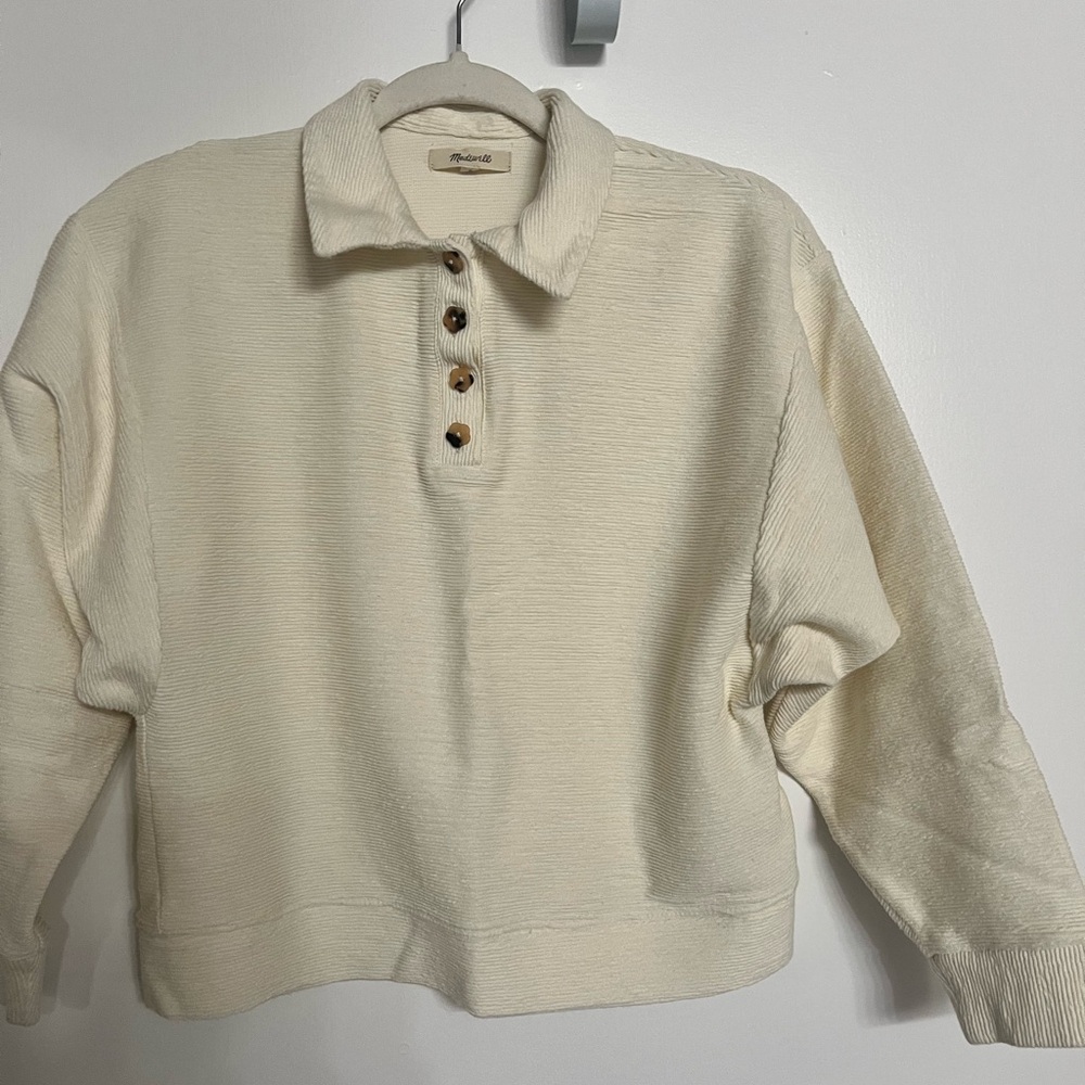 Madewell Cream Button-Up Women's Sweater